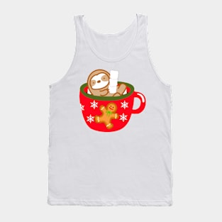 Cute Christmas Hot Chocolate with Marshmallow Sloth Tank Top